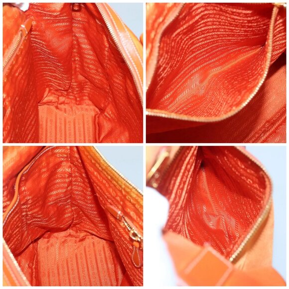 PRADA Tote Bag Nylon Orange Gold Auth ti3145 - Picture 15 of 16